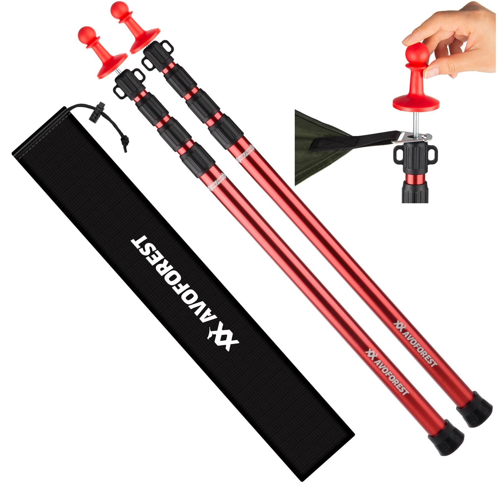 Amazon | AVOFOREST タープポール 伸縮式 【強化されたロック構造