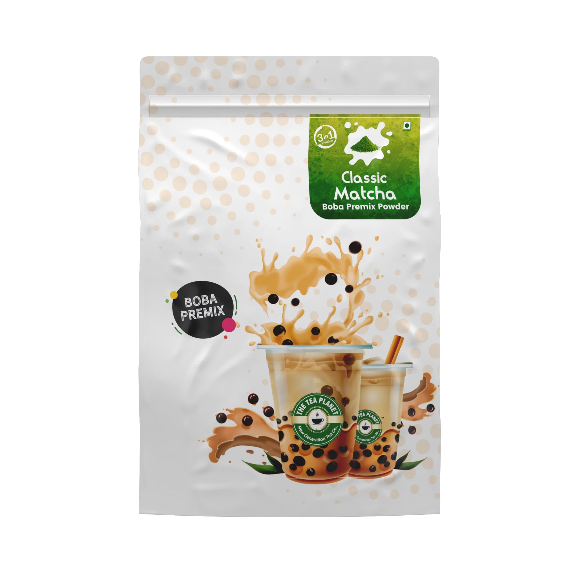 Tea Planet Classic Matcha Bubble Tea Mix – Vegan-Friendly Boba Premix for Smoothies, Milkshakes, Desserts, and DIY Bubble Tea | Non-GMO, Authentic Matcha Green Tea Powder, 1000g