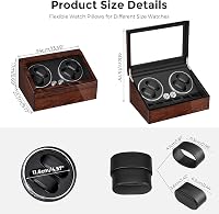 BEWISHOME Automata Óraforgató Doboz 4 Órához - Fa Szerkezet, LED Világítás, Csendes Motor, 6 Extra Tárolóhely, Barna Színben 7