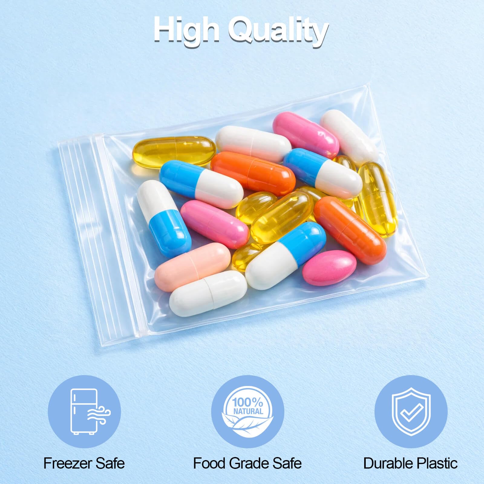 Lot de 500 sacs en plastique refermables avec fermeture éclair Transparent 15,2 x 22,9 cm