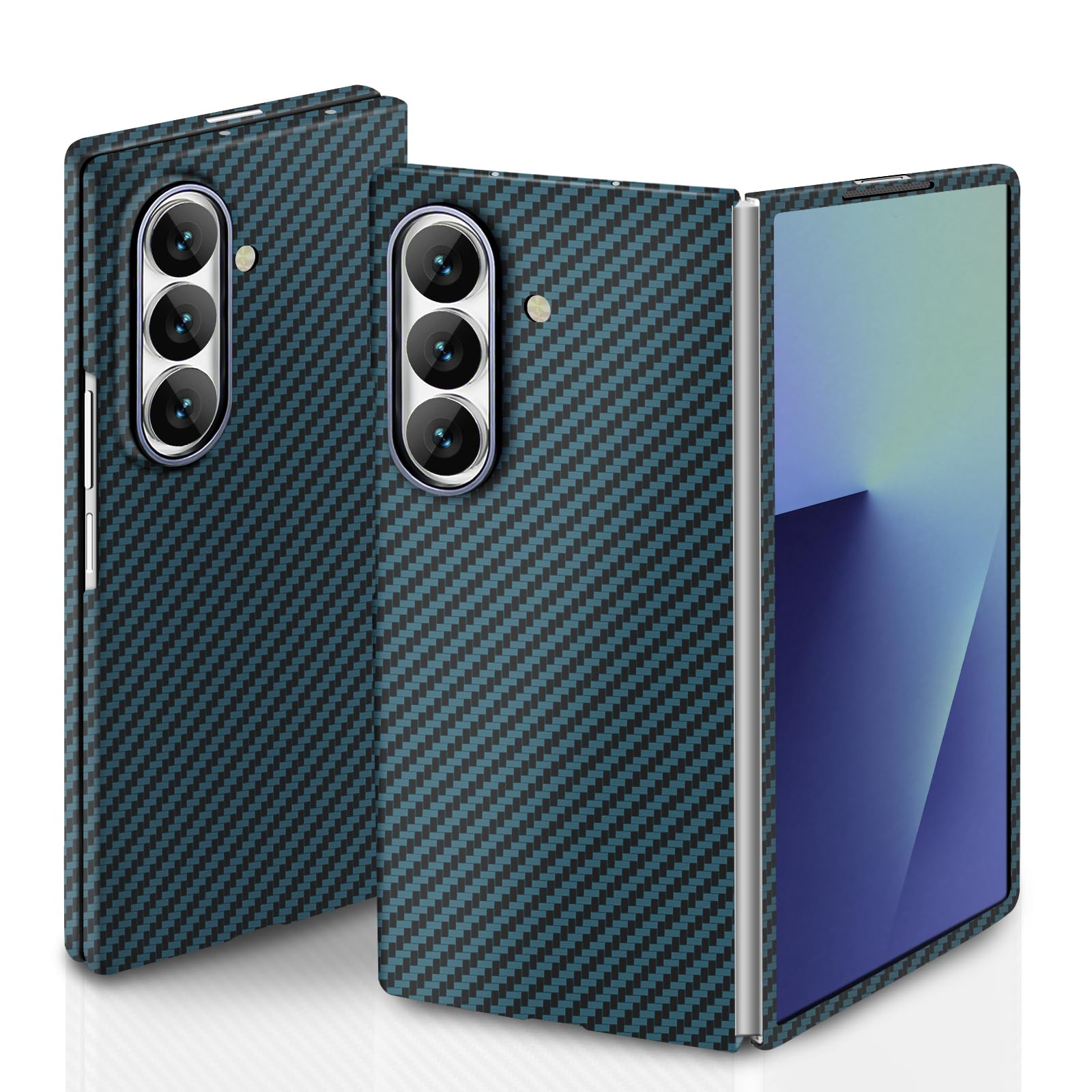 DUPKEVfor Samsung Galaxy Z Fold 7 Case,1500D Carbon Fiber Fold 7 Case with Precision Full Camera Protection, Ultra-Slim Aramid Fiber Phone Cover with Nonslip Case-Less Touch Feeling（Matte Blue）