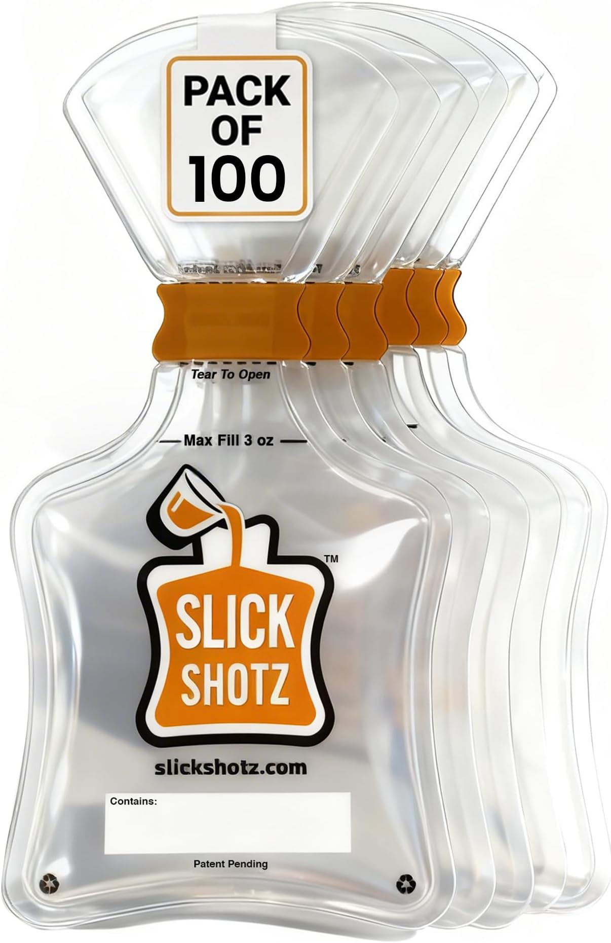 100 Pcs Heat Sealed Plastic Flask for Liquor โ 3oz BPA-Free, Leak Proof and Reusable Drink Pouches for Alcohol โ Ideal for Cruises, Concerts, Flights, Events and Travel
