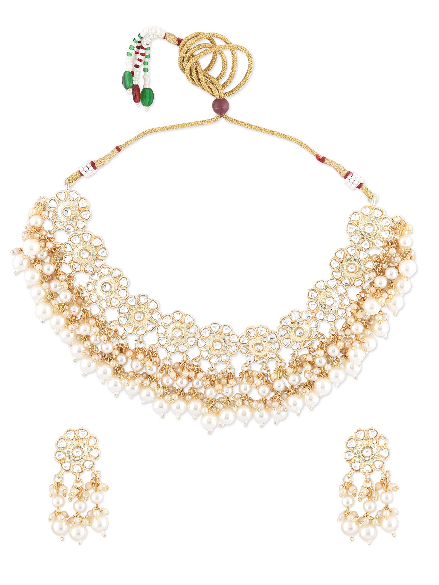ZAVERI PEARLS Gold Tone Kundan Embellished Flower Design Necklace & Earring Set For Women-ZPFK11548 (B09NM9WZHD) Amazon Price History, Amazon Price Tracker