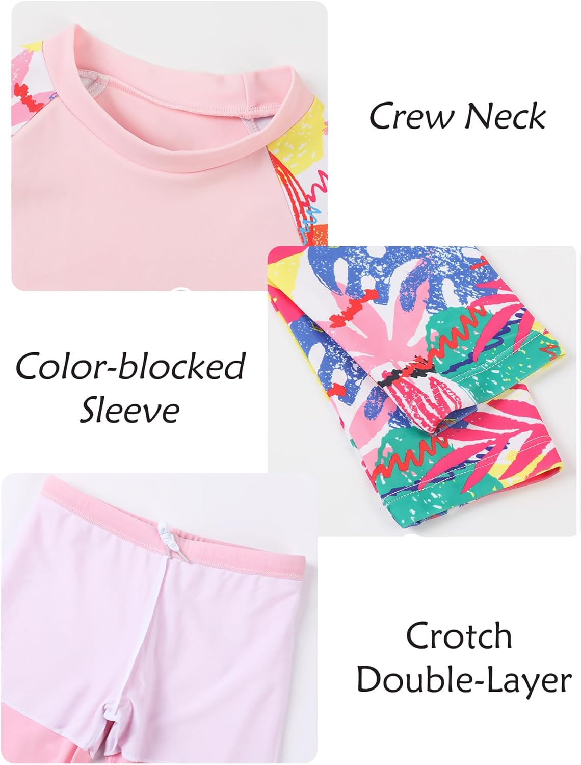 Happy Cherry Girls 3 Piece Rash Guard Set Swimsuit Long Sleeve Swim Shirts Pants Shorts Swimwear Summer Bathing Suit