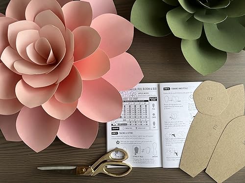 Miniatura 8 de Kit de plantillas de papel de margarita, dalia, zinnia y aster, plantillas de hojas de 5 a 18 pulgadas, libro de instrucciones incluido para flores