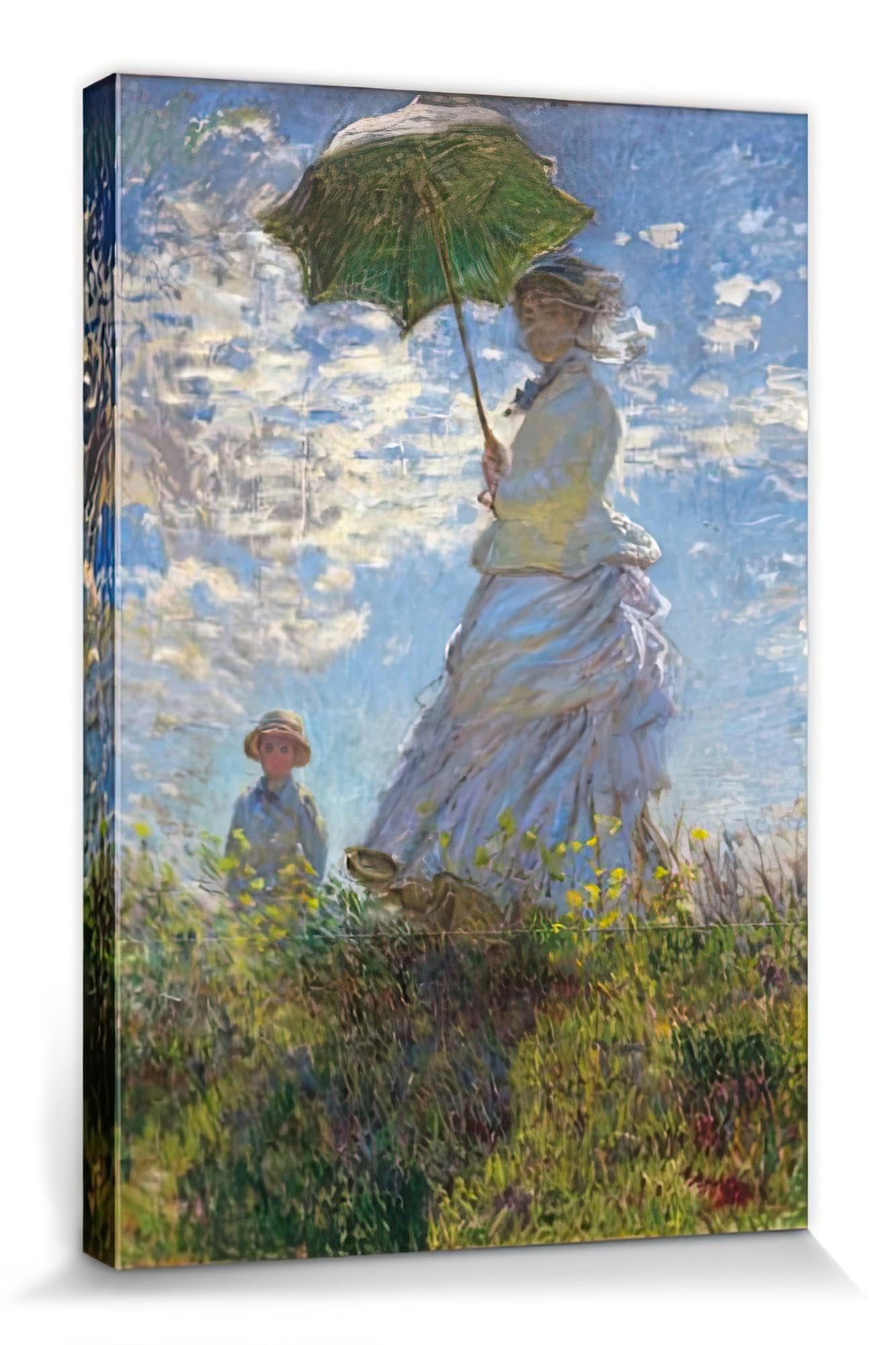 1art1 Claude Monet Leinwandbild „Frau Mit Sonnenschirm“ – 50x40 Cm, Auf Keilrahmen, Made In Germany