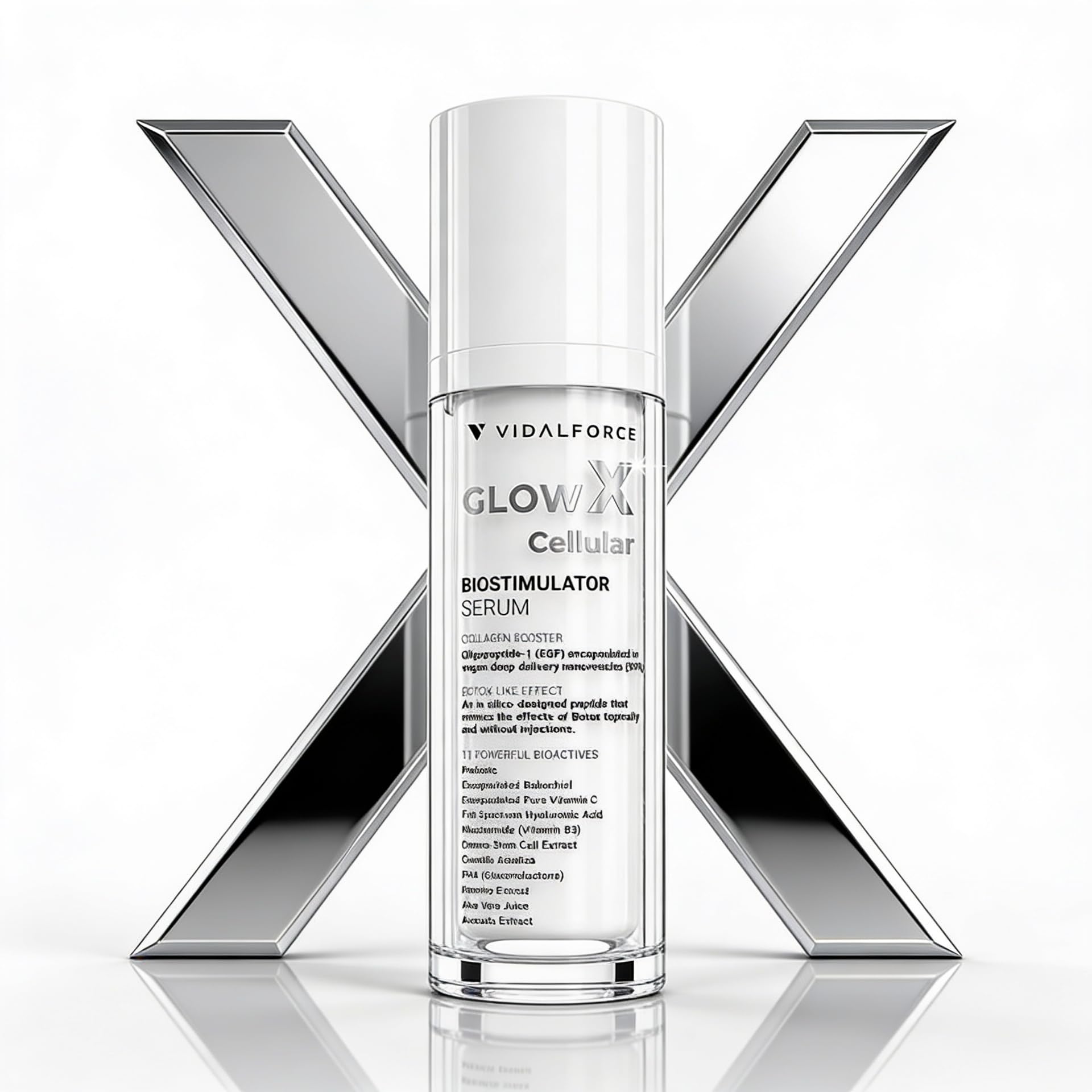 GLOW X Serum Biostymulator Extreme - Do 1.100% więcej kolagenu - Seret Gwiazd Hollywood I Naturalne Serum przeciwzmarszczkowe z 100/100 w Yuka 30ml