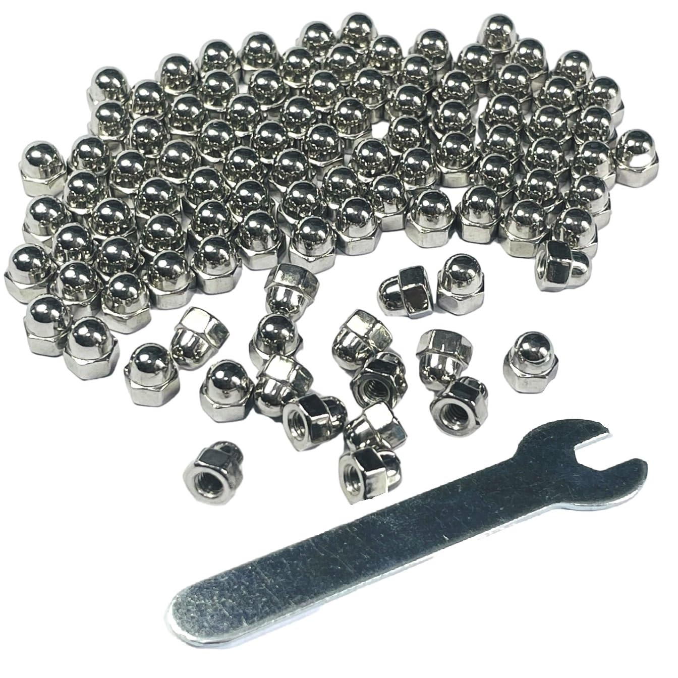 Stainless Steel Acorn Nuts - 50 Pack with Wrench -16