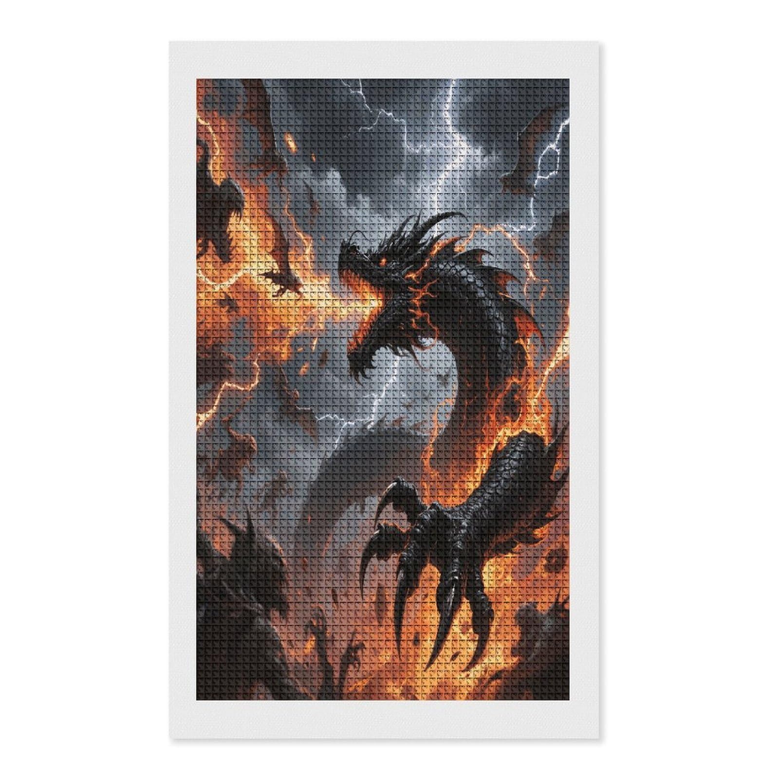 Yuxbvkrs Dragon Diamond Painting Kits For Adults, Diamond Art Pictures, Synthetic Fiber Cloth Diy 5D Gem Art Painting For Beginners Home Wall Decor 30X50cm