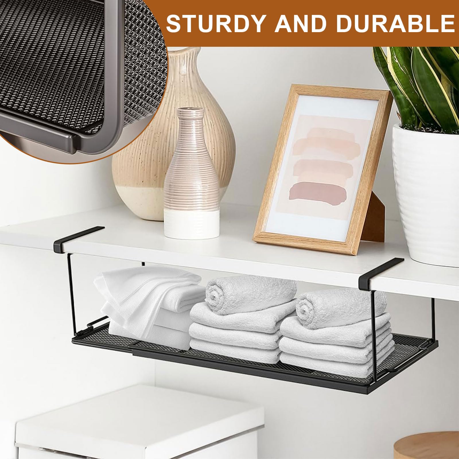 Cesta colgante de metal ajustable de 38 a 70 cm – Cesta extensible para estante inferior de cocina, organizador de estantería, cesta de almacenamiento de metal para cocina, armario, mesa