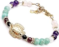 Vista 10 de Pulsera de fertilidad de tortuga fértil/piedras preciosas naturales cuarzo rosa, piedra lunar, amatista, cristal de roca, granate, ónix