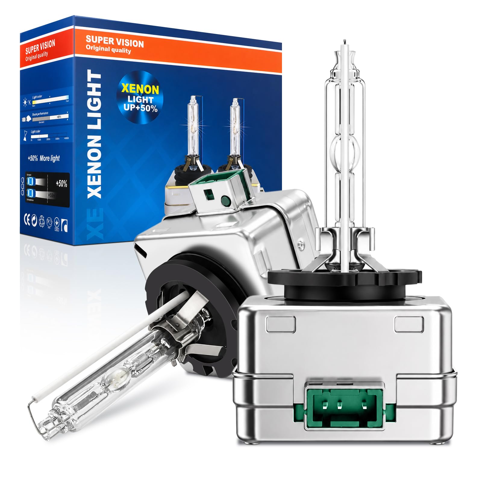 Sycreek D3S Xenon Ampoules, 35W 6000K Distance d'éclairage, Ampoule Xenon D3S HID Bulbs 2pcs