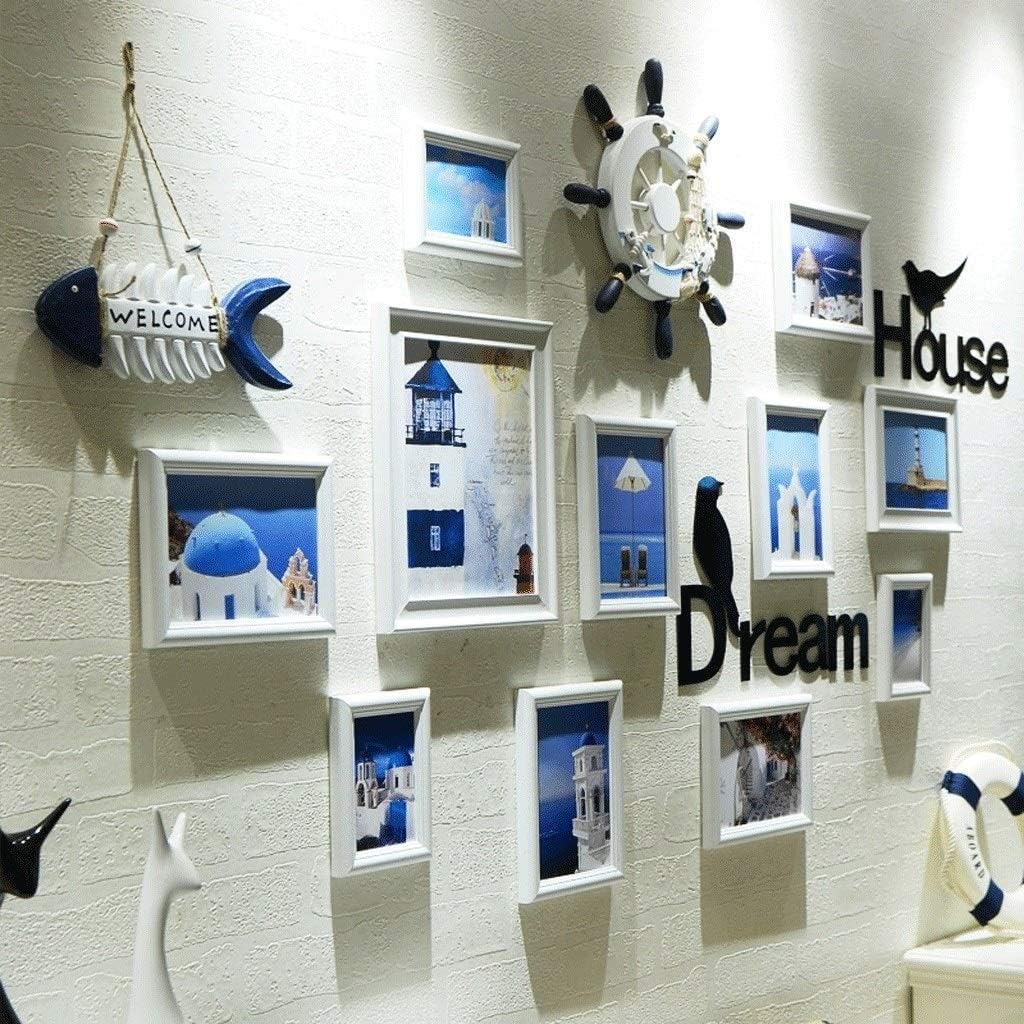 WEHISFD Photo Wall Solid Wood Decoration Frame Hanging Boy Child Room Bedroom Restaurant Combination(D)