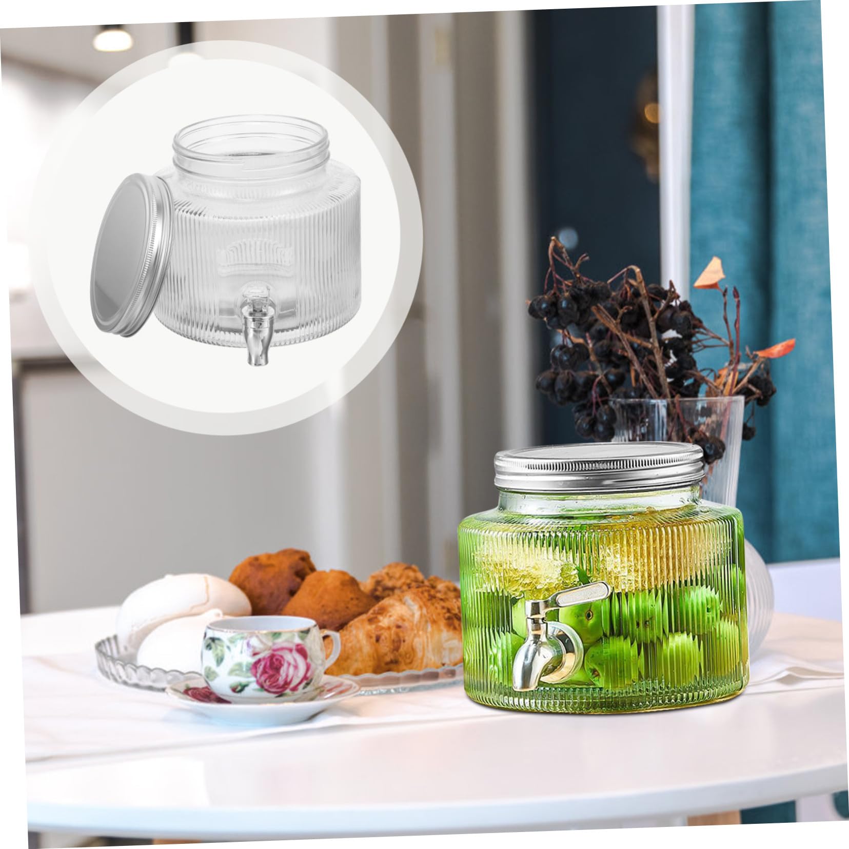 Dispensador de Bebidas 2, 8 L con Grifo de Vidrio Blanco
