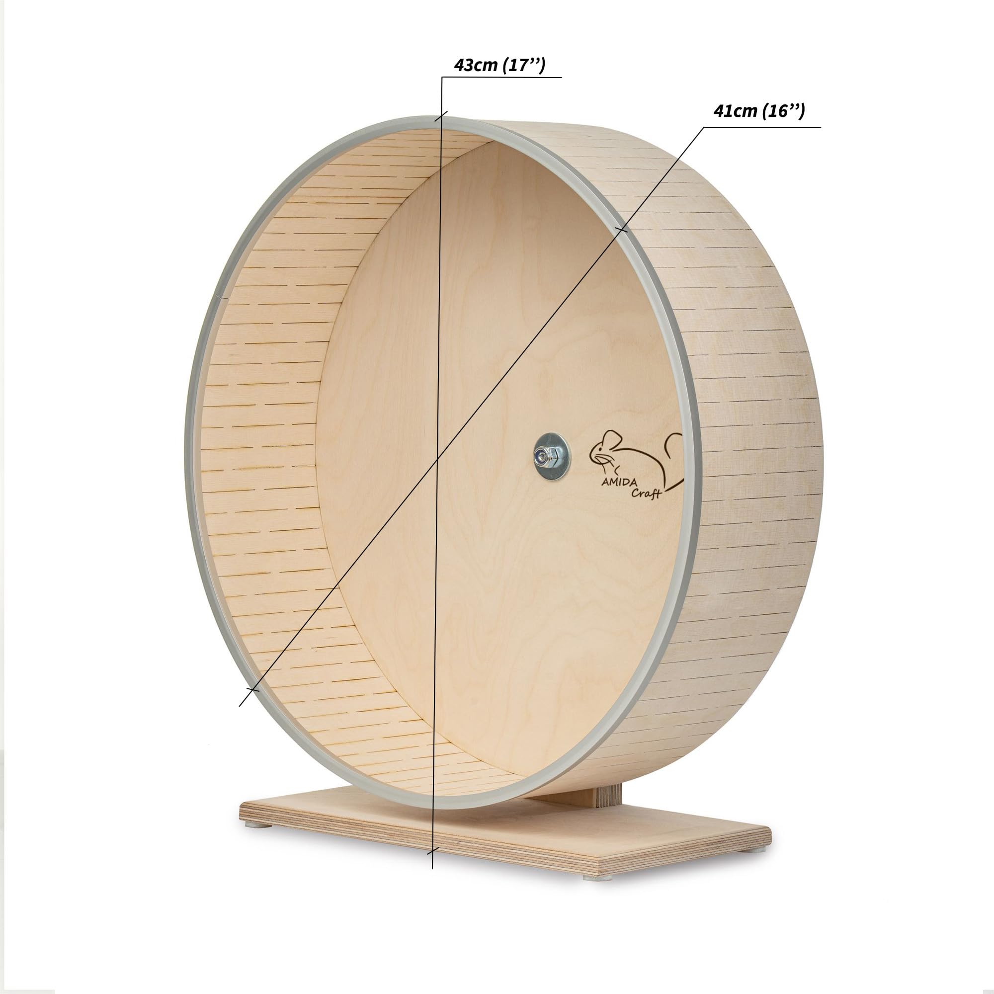 Rueda de chinchilla silenciosa, 41 cm, soporte estable, borde antimordeduras, fabricado en Letonia