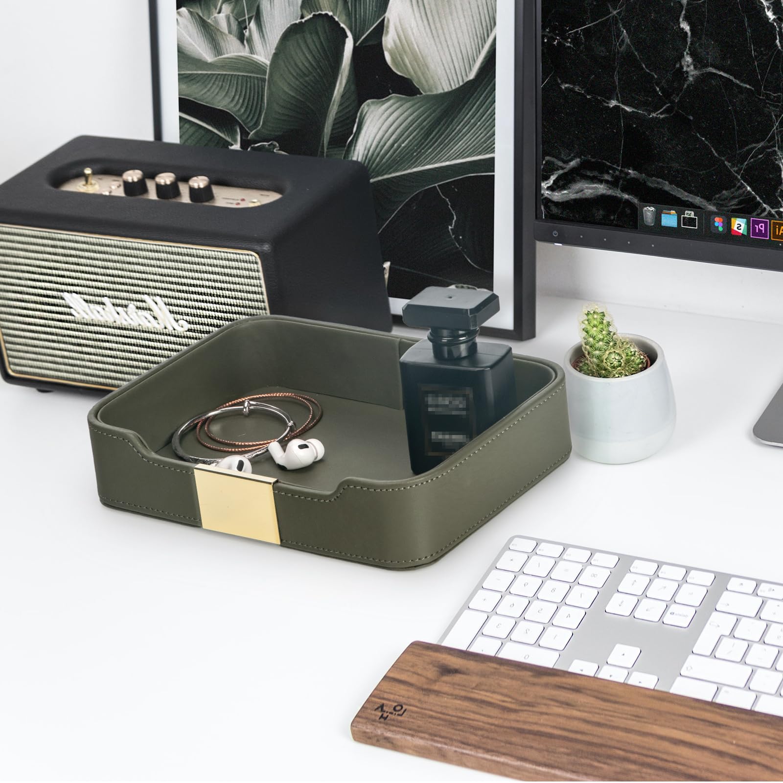 Amazon.com: SANZIE Luxury Leather Tray Organizer, Valet Tray Key