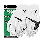 Callaway Golf Weather Spann Glove (Worn on Right Hand ,White,Small,Men\'s (2-Pack))