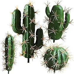 FagusHome Cactos artificiais, plantas falsas, suculentas, cactos artificiais, 4 peças, decoração interna sem vaso, caules de cactos falsos