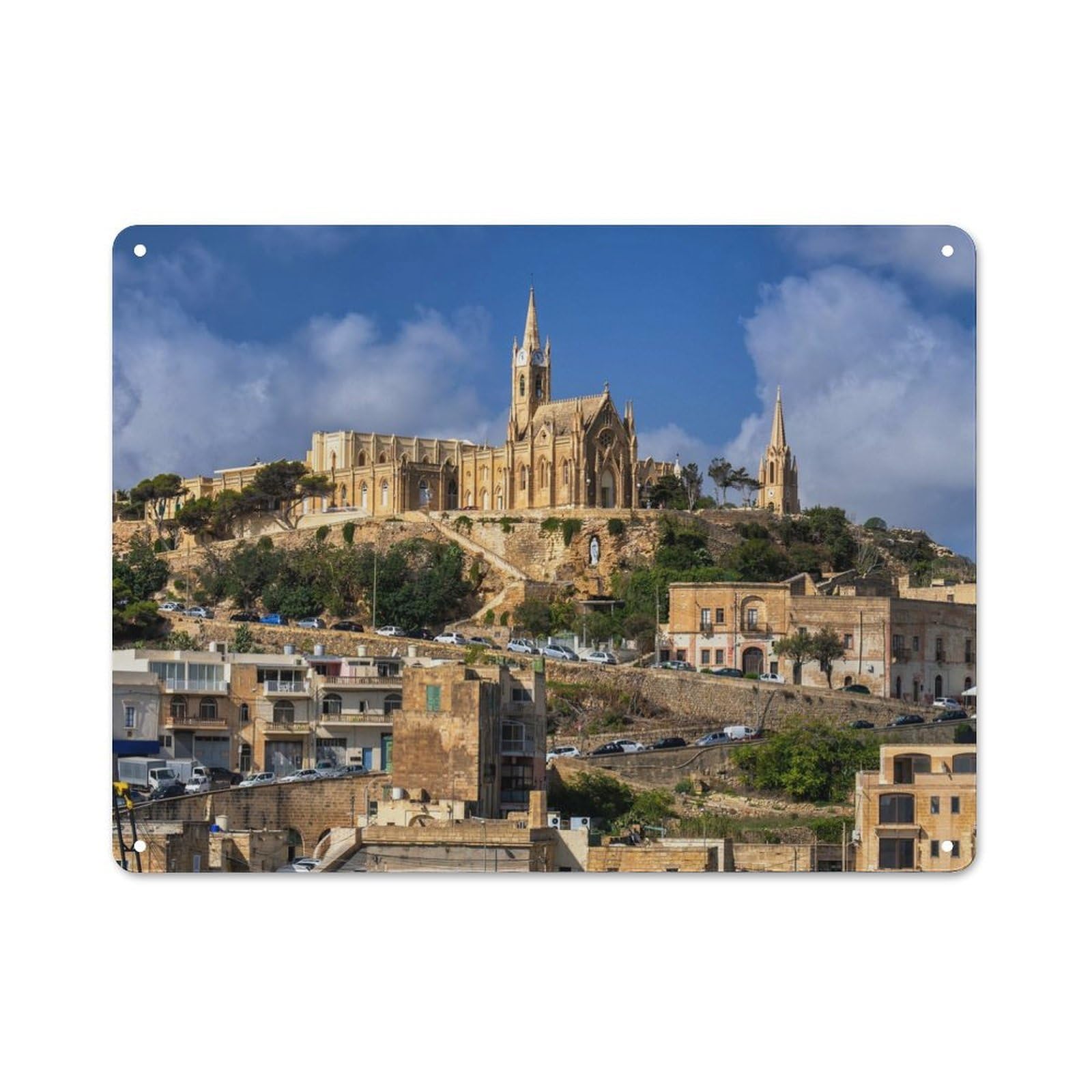 Junmoney Style-9 Mgarr On Gozo In Malta Metal Wall Art Sign 30X40cm, Vintage Old Style Wall Plaque For Living Room, Hallway, Kitchen Or Cafe