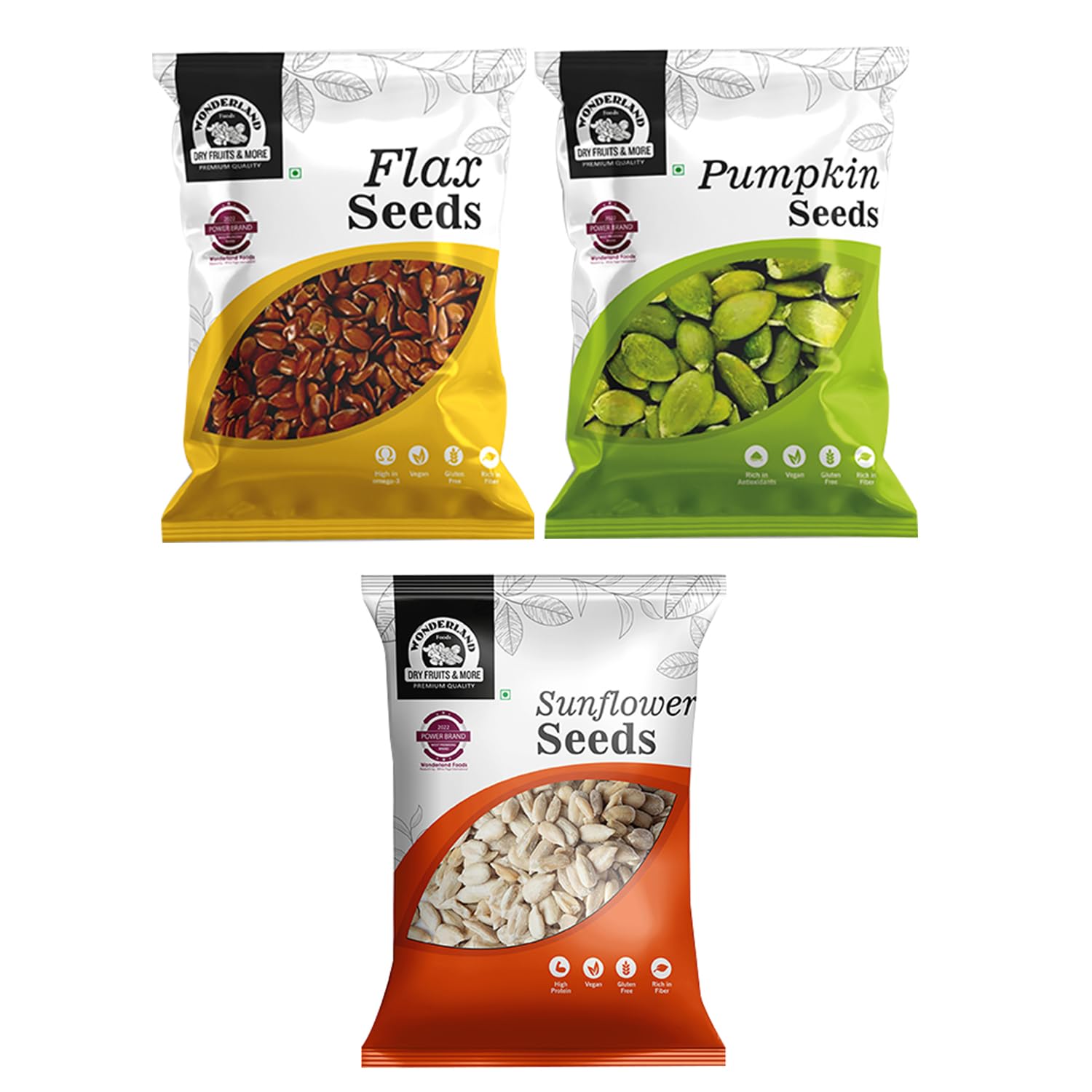 WONDERLAND FOODS Healthy I Raw (Unroasted) Pumpkin, Flax & Sunflower Seeds 450g Pouch Combo Pack (150g X 3) (B07N1H4XHW) Amazon Price History, Amazon Price Tracker