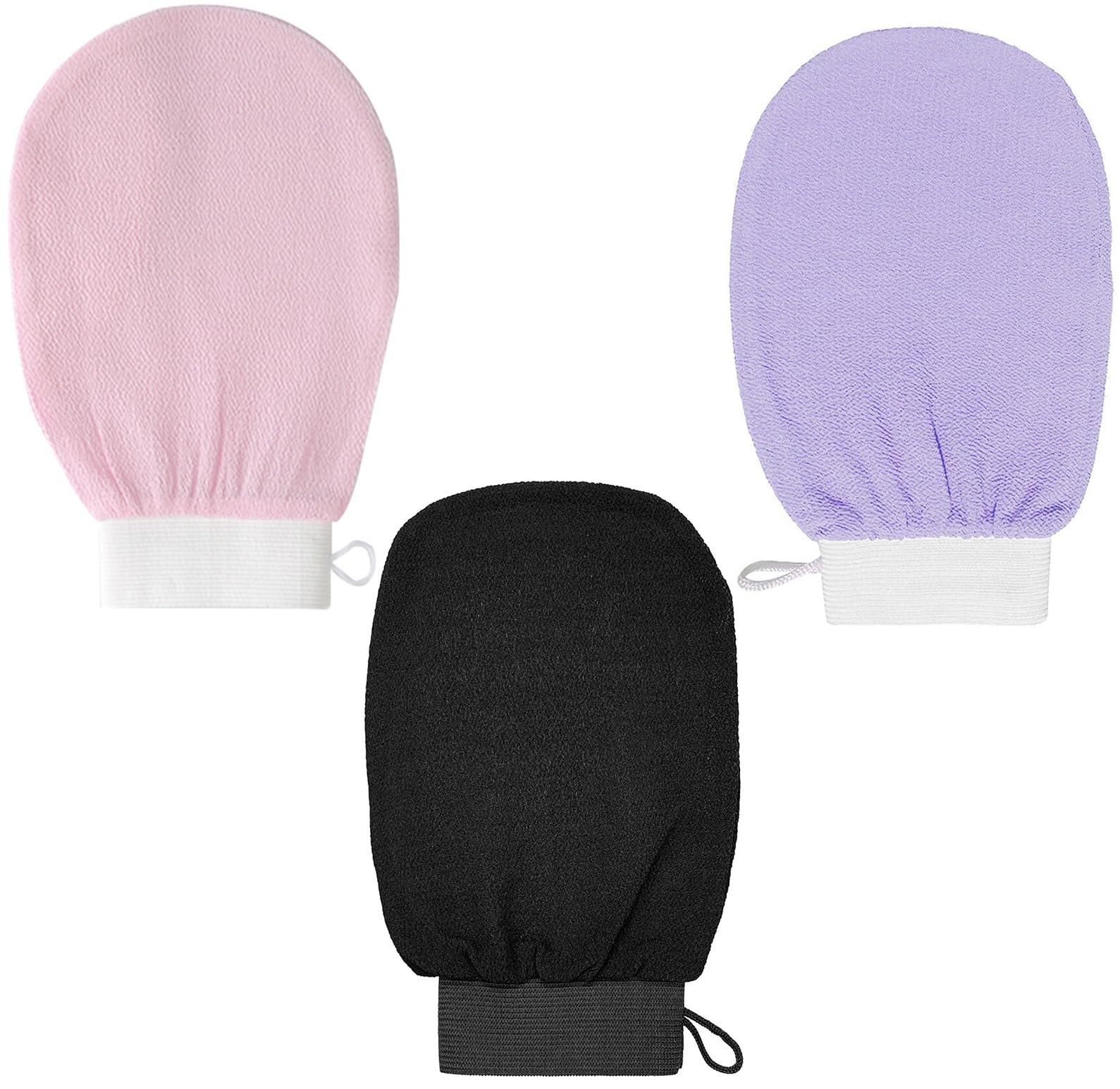Baño Guante,3 PCS Guante Exfoliante El Cuerpo Profundo Guante de Ducha Manopla Exfoliante Guante Exfoliante Elimina Guante exfoliante Básico Guante Baño Marroquí para Masajes,Duch (15*20cm)