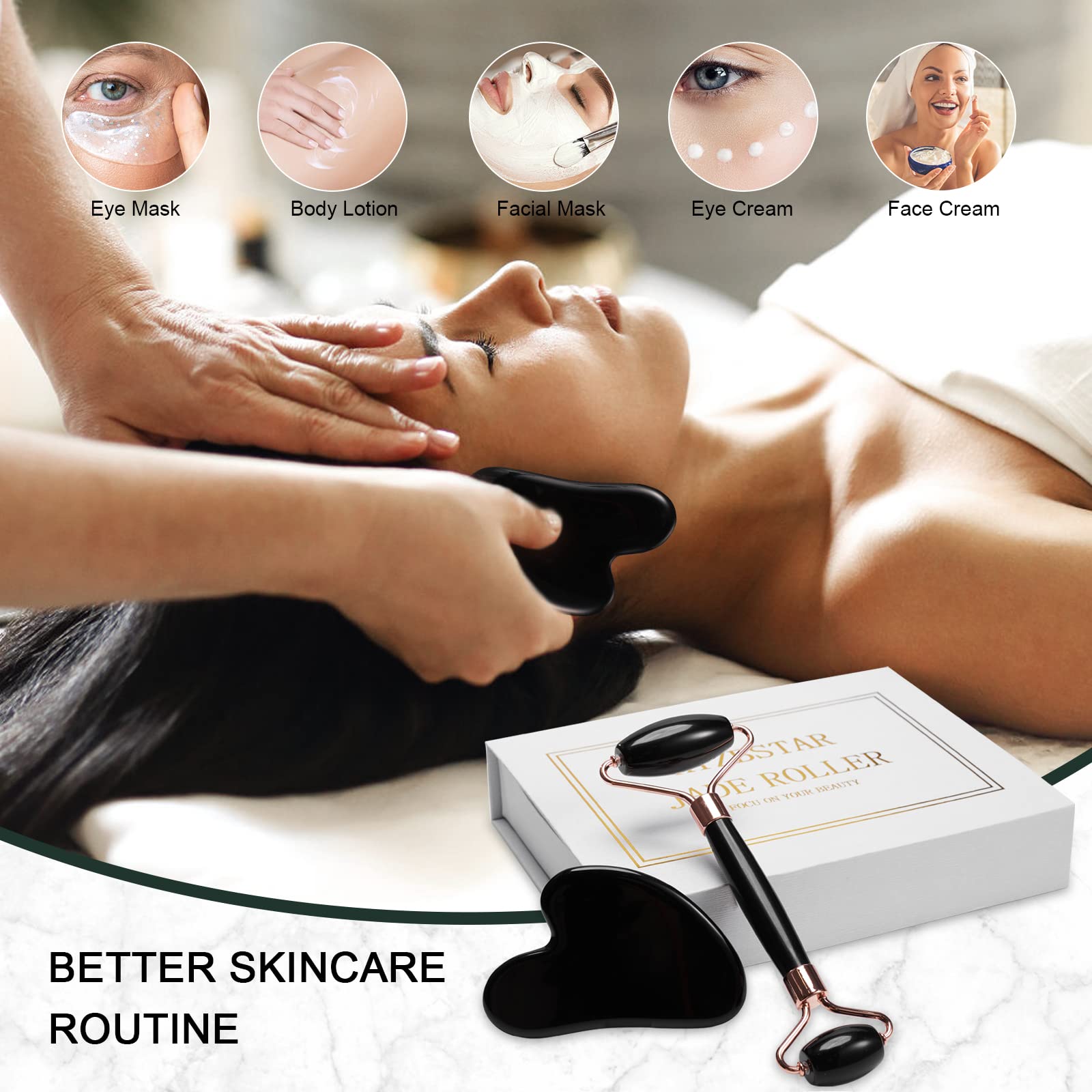 Amazon.co.jp: Gua Sha & Jade ローラーセット、フェイシャルローラー