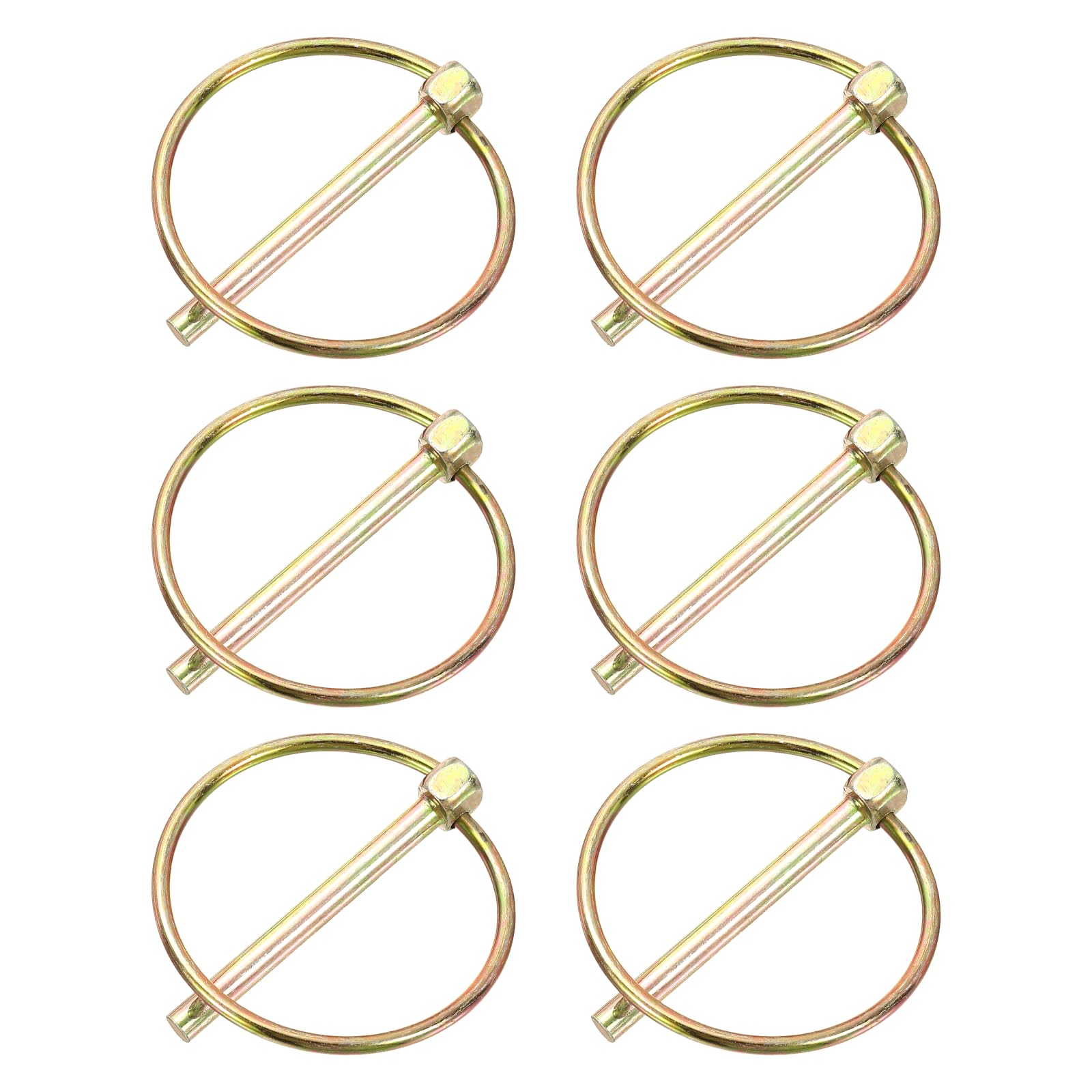 PATIKIL 11/64" x 1-3/4" Lynch Pin with Ring, 6 Pcs Heavy Duty Round Linch Pins Shaft Locking Pin Clips for Farm Tractors Trucks Lawn Mowers Trolleys Trailers