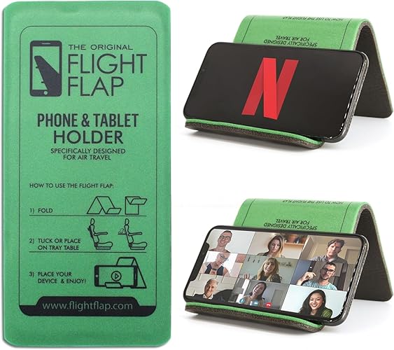 Flight Flap Airplane Phone Holder, Flexible Cell Phone Holder, Folding Cellphone Stand for Desk, Bed, Office, Treadmill - Airplane Accessories Long Flight Travel - Plane Essentials (Original Green) - Original