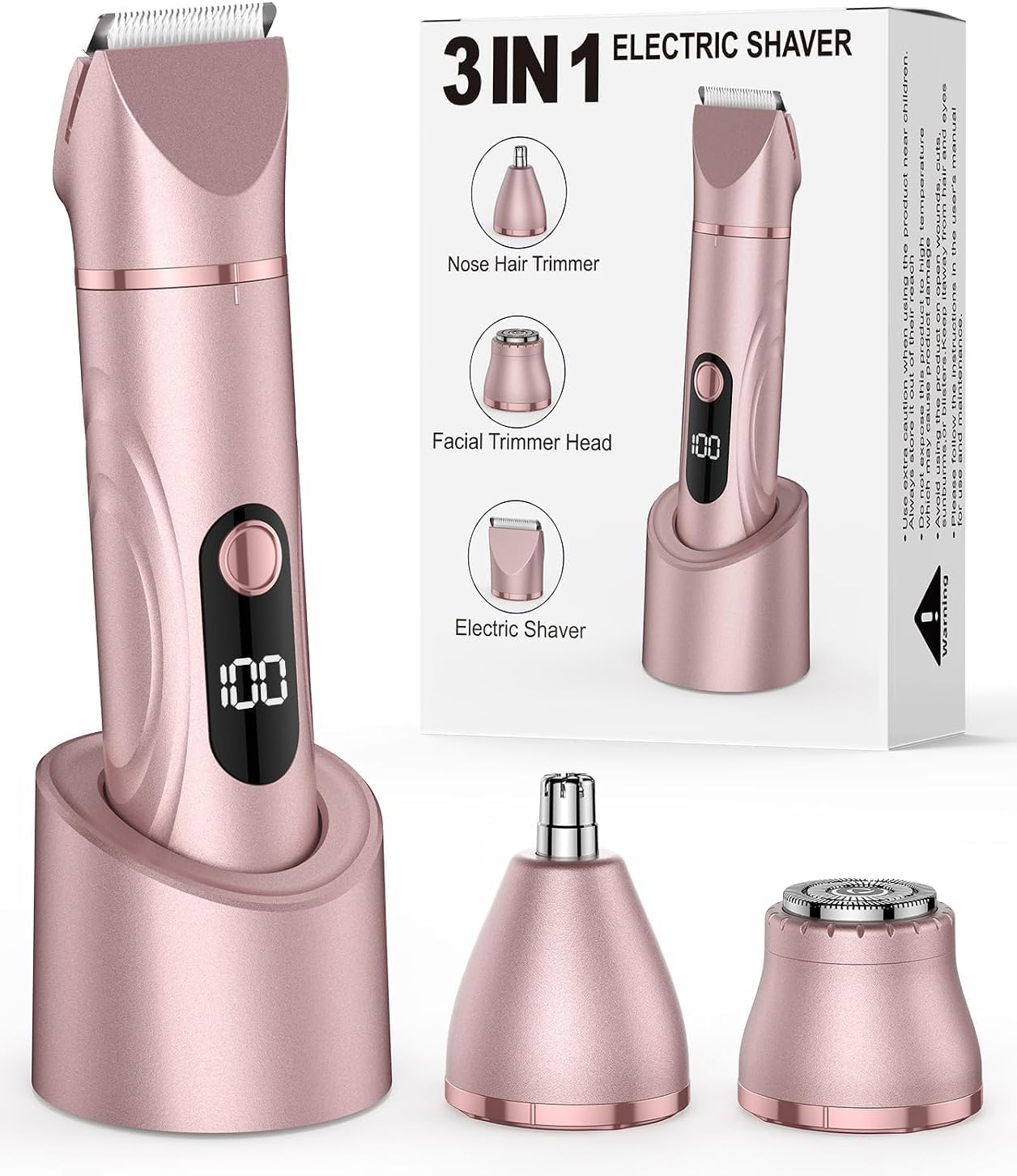 3-in-1 Bikini Trimmer for Women, Facial Hair Remover, Nose Hair Trimmer
