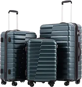 Coolife Luggage Sets, 3 Piece Hard Shell Suitcase Set with Spinner Wheels, Expandable Large Checked Luggage, Lightweight Rolling Carry On with TSA Lock Teal Blue