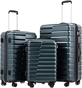 Coolife Luggage Sets, 3 Piece Hard Shell Suitcase Set with Spinner Wheels, Expandable Large Checked Luggage, Lightweight Rolling Carry On with TSA Lock Teal Blue