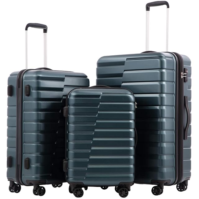 Coolife Luggage Sets 3 Piece Hard Shell Suitcase Set with Spinner Wheels Expandable Large Checked Luggage Lightweight Rolling