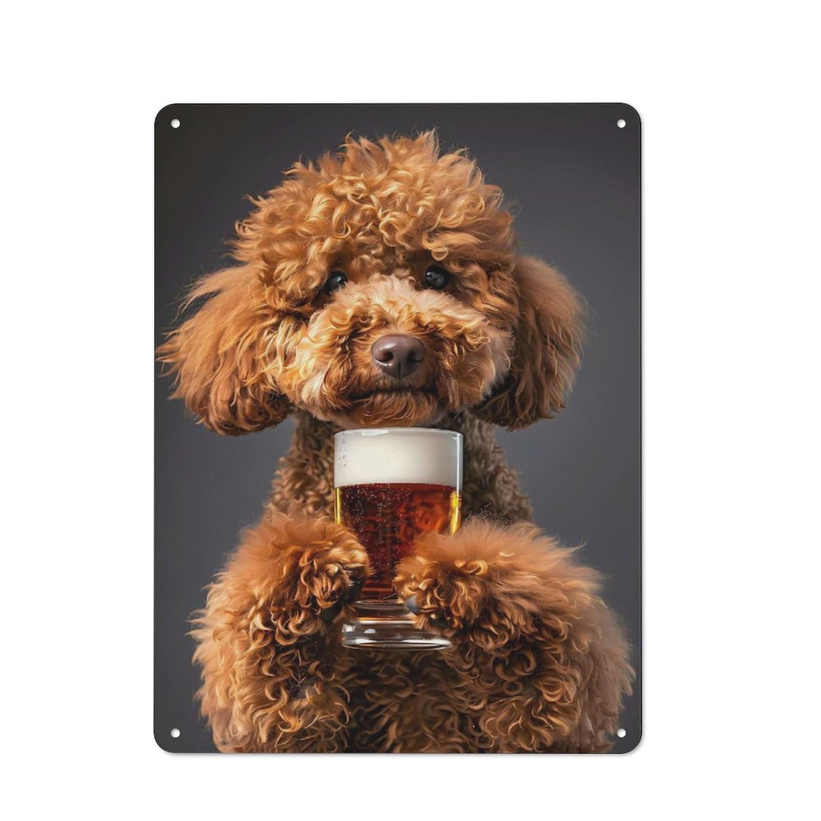 Junmoney Style-15 Metal Wall Sign 40X30cm Featuring Poodle Beer For Living Room Wall, For Feature Wall Decorators