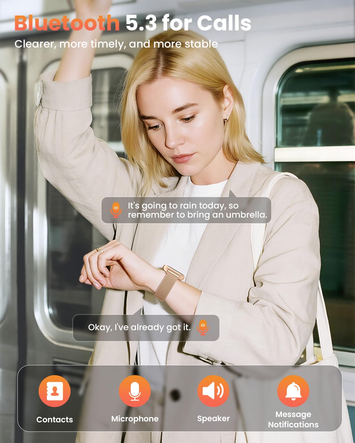 Smartwatch Donna con 100 Giorni, 1000mAh Batteria, 1.83” HD Orologio Fitness con Frequenza Cardiaca, SpO2, Sonno, 120+ Sport Smartwatch con Chiamata, Notifiche Messaggi iOS Android Oro Rosa