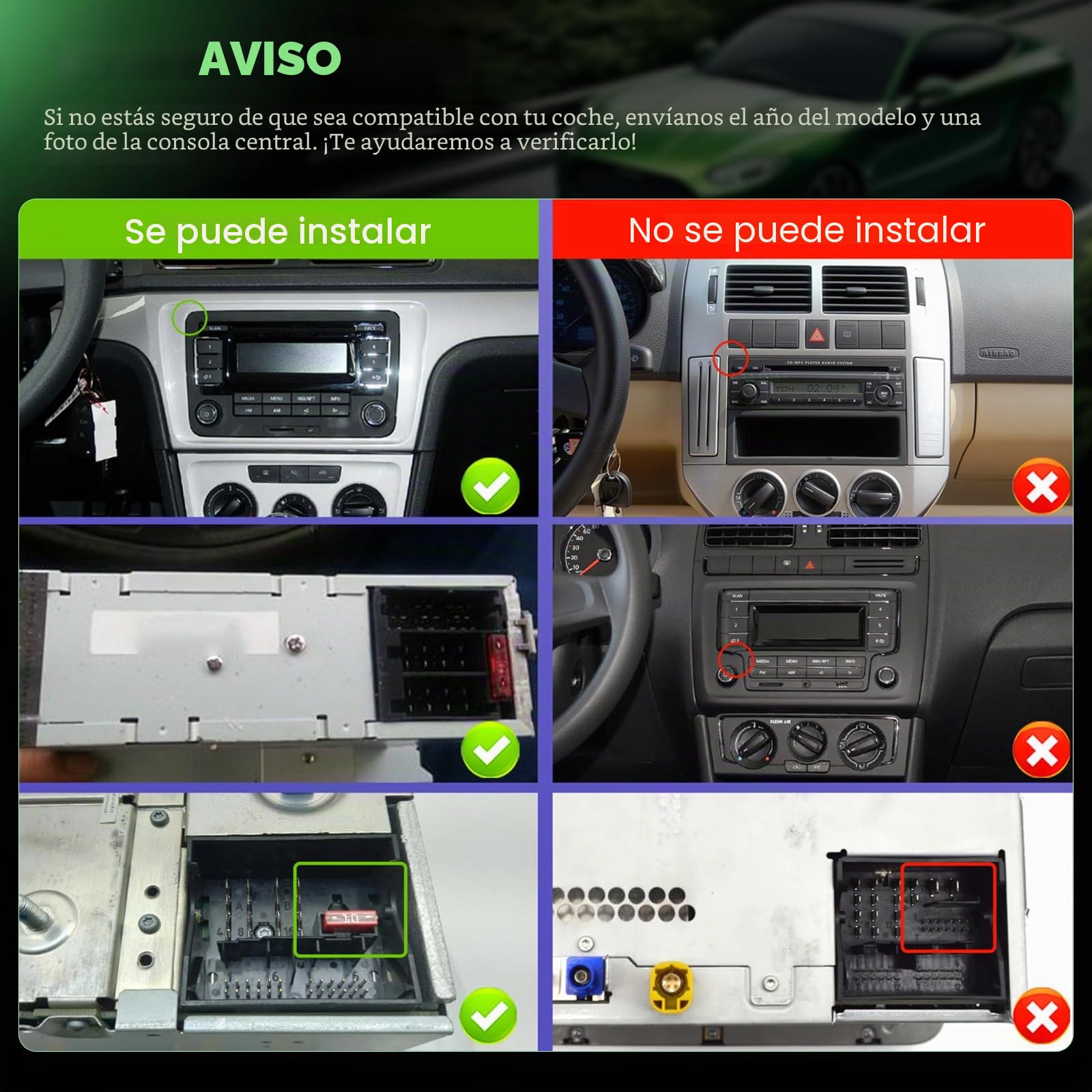 Radio de Coche para VW Golf 5 6 T5 Polo 6r Caddy Passat Touran Seat con 7 Pulgadas Pantalla, Radio Coche 2 DIN con CarPlay y Android Auto, Portátil Bluetooth con Trasera Cámara FM/Am/RDS EQ SWC