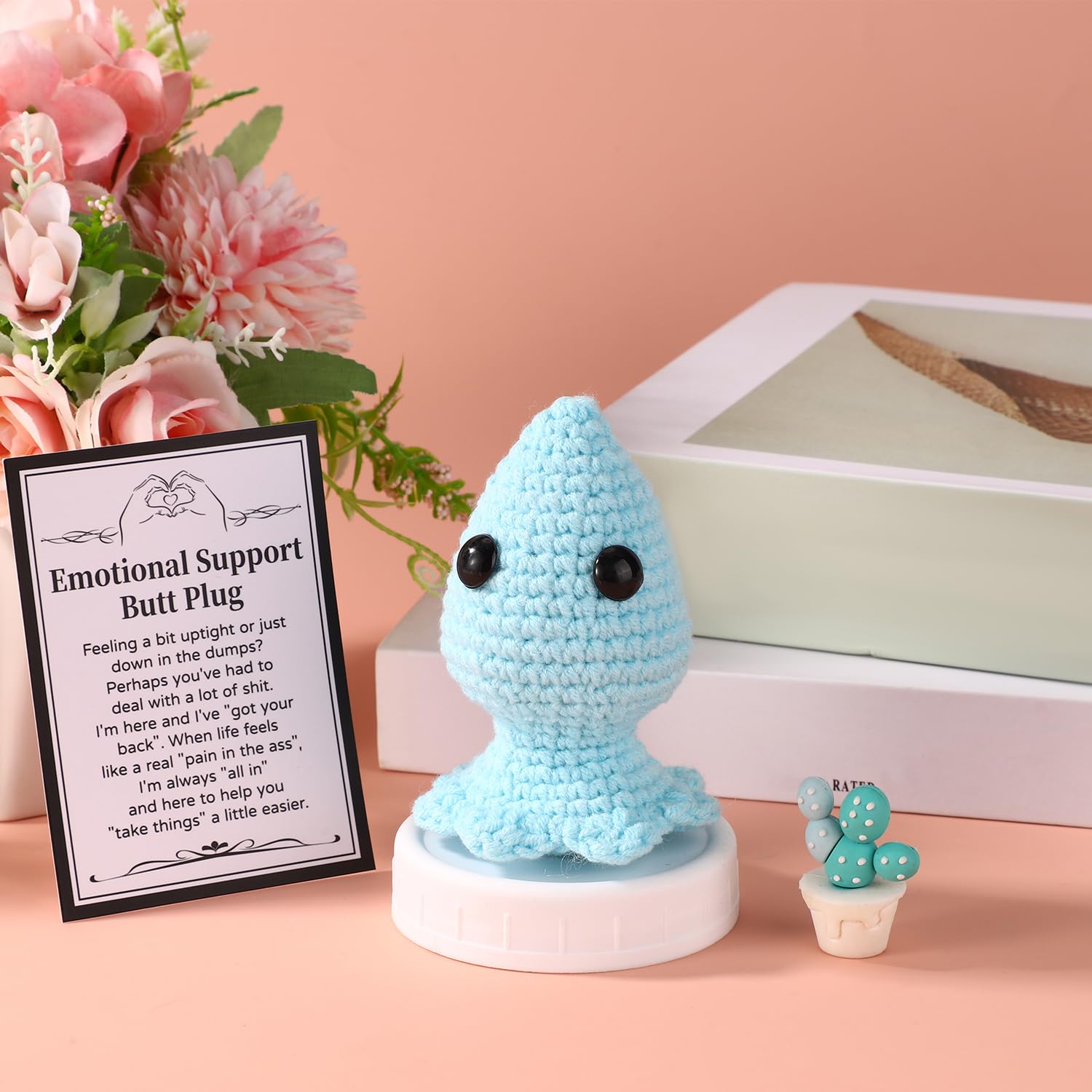 Amazon.com: TOYMIS Positive Butt Plug, Prank Emotional Doll Support Butt  Plug Crochet with Inspirational Card for Gay Lesbian Pride Gift Home Office  Decor Christmas Gag Gifts : Toys & Games