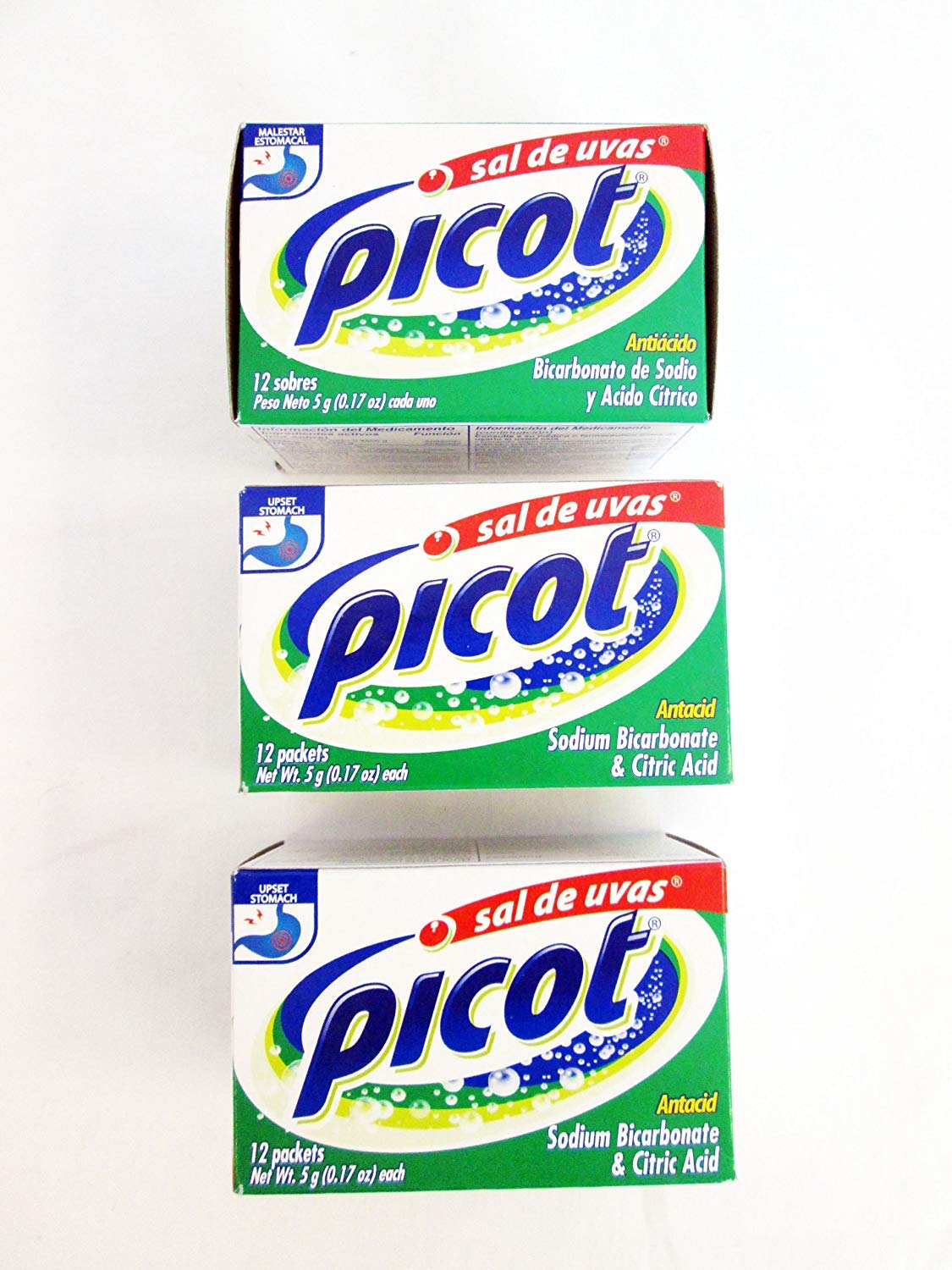Picot Antacid, Sodium Bicarbonate & Citric Acid: 3 Pack of 12 Packets