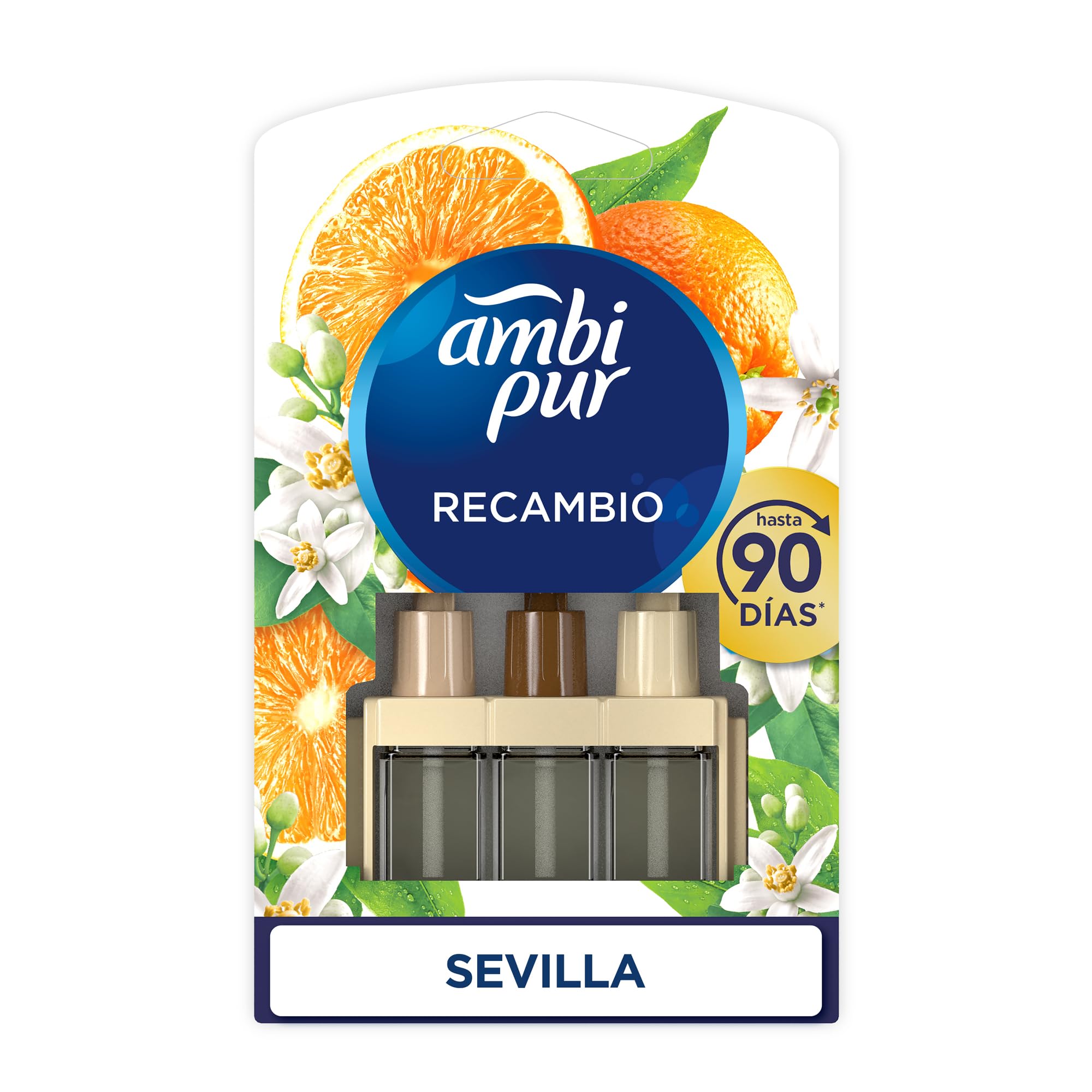 Ambipur 3Volution Naranja y Neroli Recambio De Ambientador Eléctrico 20 ml, 3 Aromas Que Se Alternan Para Combatir Los Olores