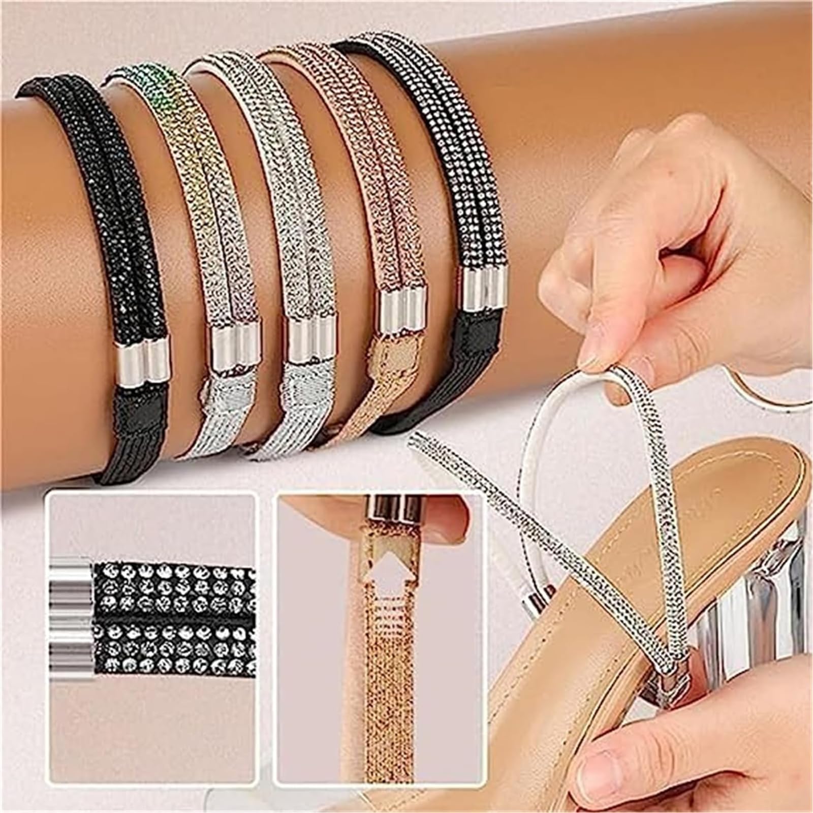 Elastic High Heels Shoe Straps, Elastic Shoe Ankle Straps, High Heel Anti-Loose Straps, Replacement Ankle Straps for Heels, Shoe Straps for Heels Detachable Shoe Straps (3 Pairs 04)