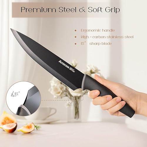 Miniatura 5 de Astercook Juego de cuchillos con bloque y afilador, juego de cuchillos de cocina de 22 piezas, apto para lavavajillas, bloque de cuchillos
