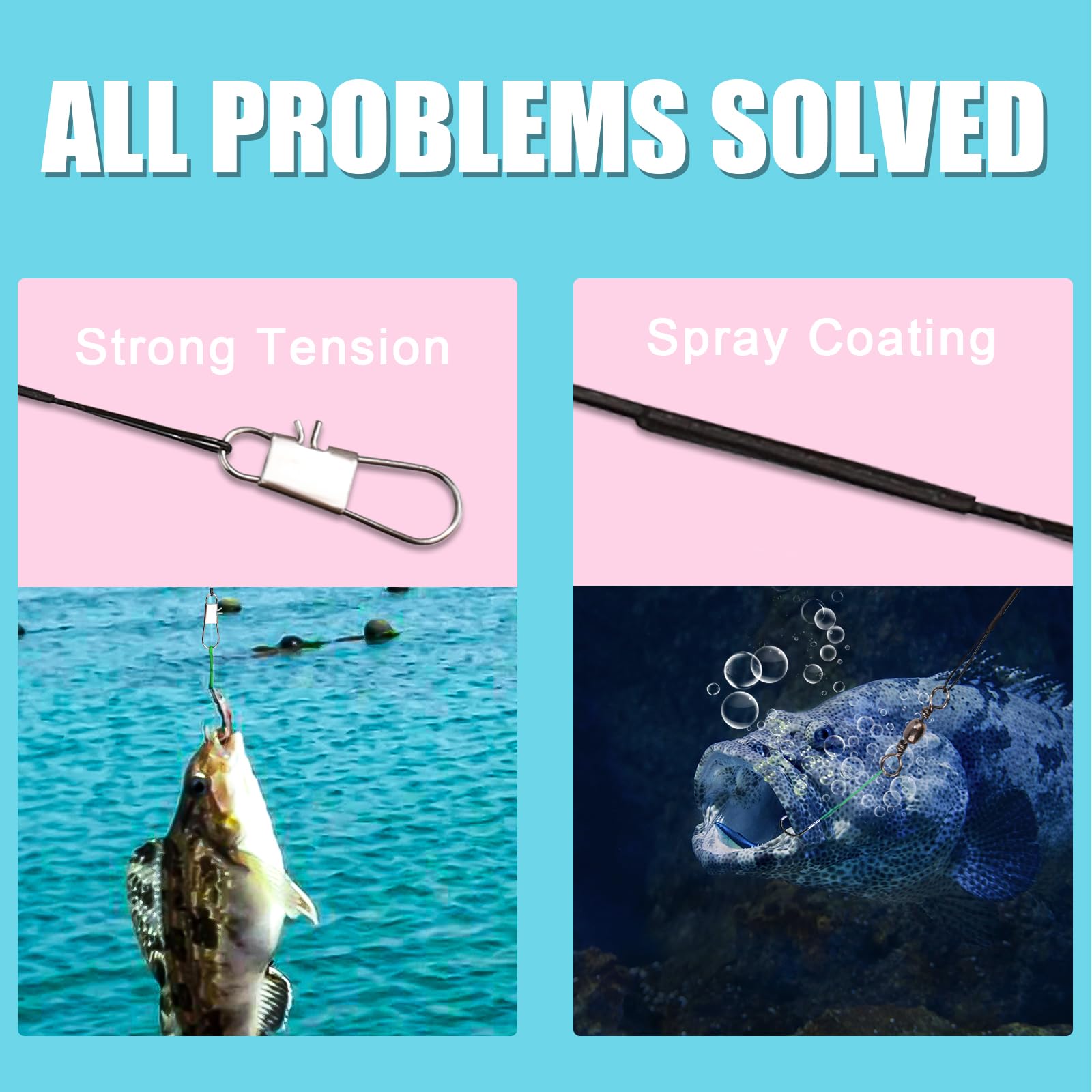 30 Piezas de Línea Líder Pesca, Cable Líder de Acero Inoxidable de con Hebilla Giratoria Señuelo o Anzuelo de Conexión de Aparejos de Pesca, para Agua Salada y Agua Dulce (Negro)