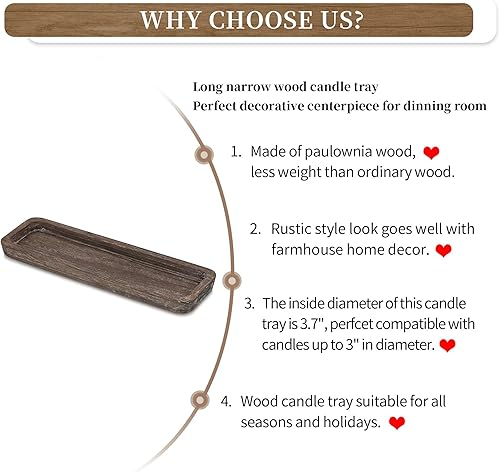Miniatura 7 de Hanobe Bandeja de vela de madera rústica candelabros decorativos, placa de vela de granja larga, centro de mesa de madera para comedor, cocina, mesa