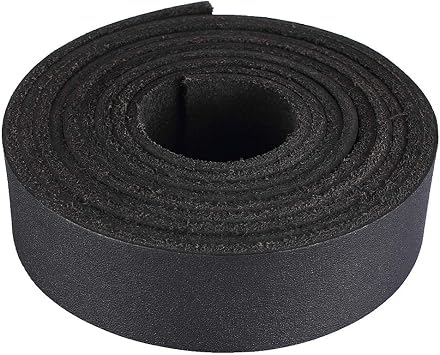 TM Genuine Leather Strap Leather Strip 1 Inch Wide and 72 Inches Long, Black