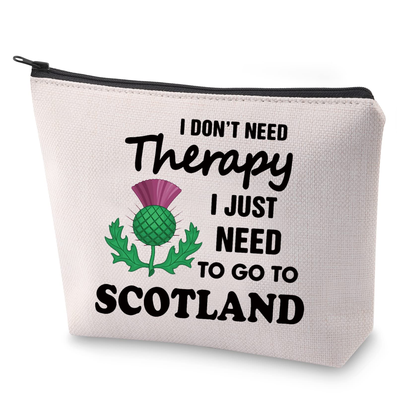 BLUPARK Scottish Gift Scottish Thistle Flower Makeup Bags I Don't Need Therapy Sasenach Lover Gifts (I Don’t Need Therapy)
