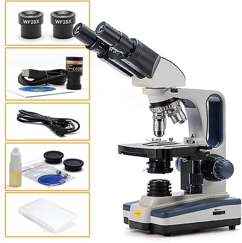 Vista 17 de Swift SW350B 40X-2500X Ampliación, Cabeza de binocular Siedentopf, Microscopio de laboratorio compuesto de grado de investigación con oculares