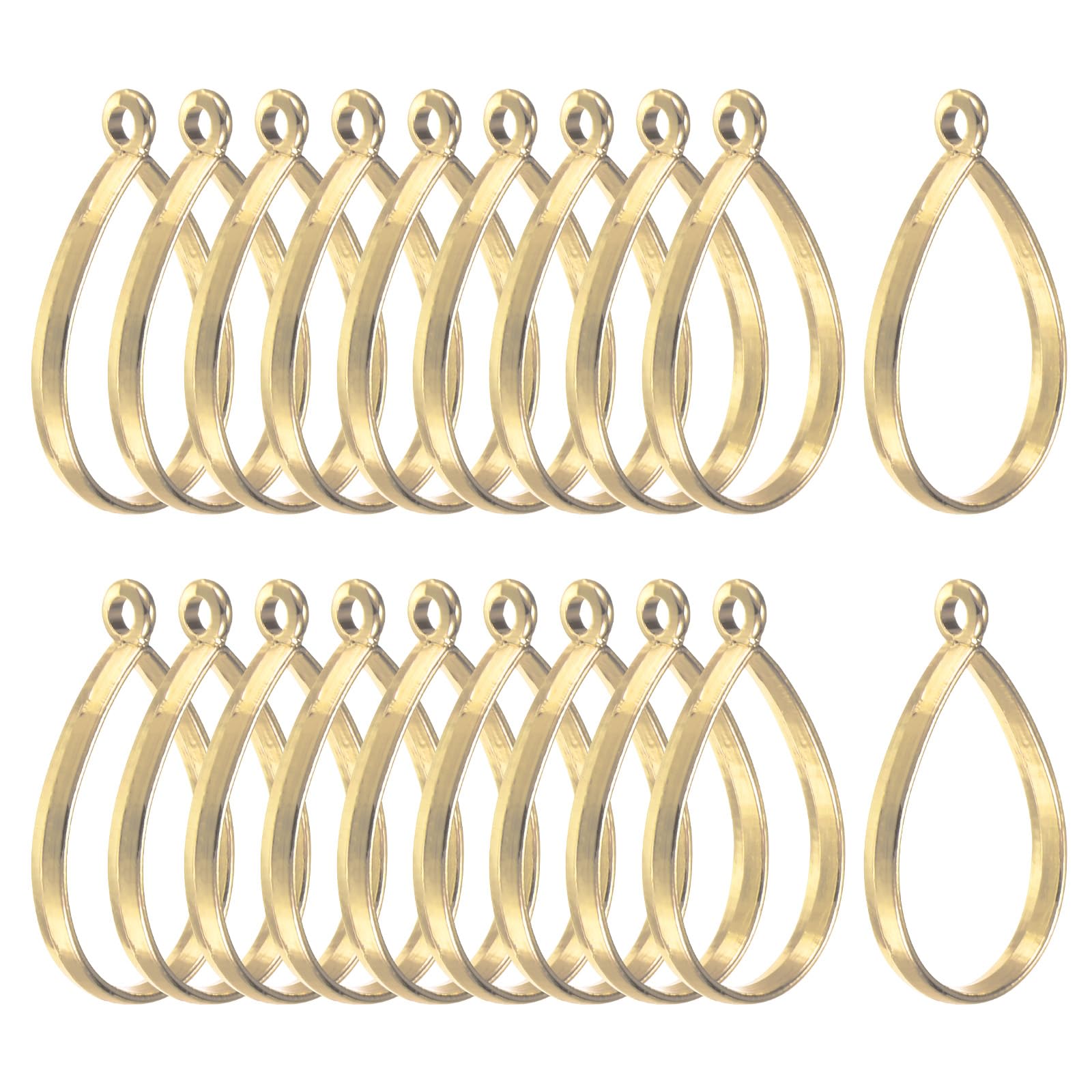 20-Pack Open Bezels for Resin, Teardrop Shape Open Back Bezel Pendants for Resin Jewelry Making/DIY Earrings Necklace, Alloy Hollow Frame Pendants [Gold Tone]