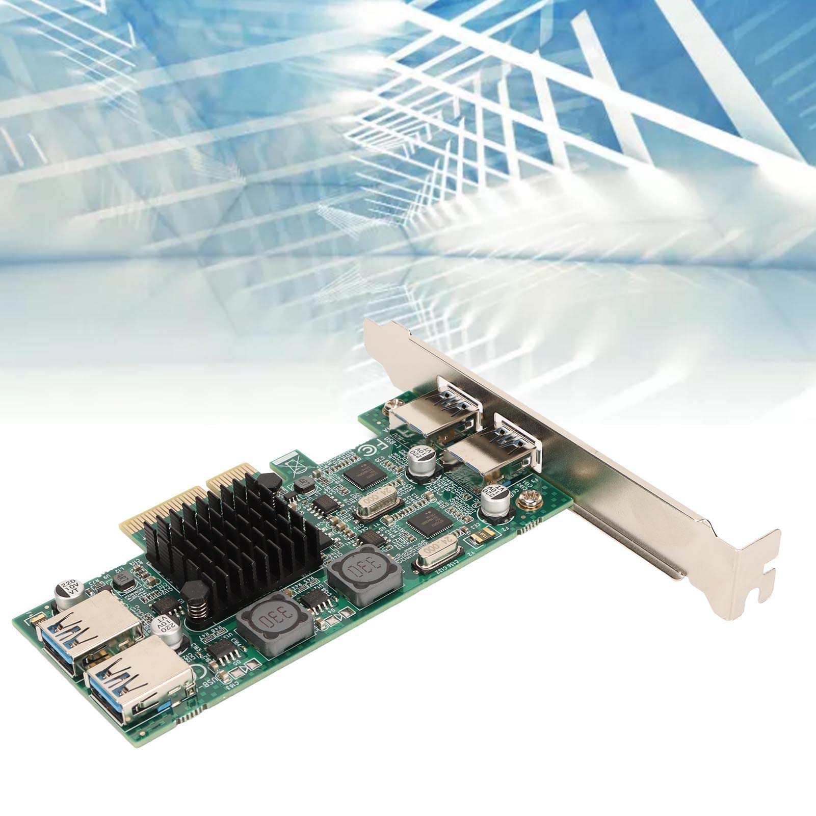 Septpenta Carte D'extension USB 3.0 PCIE, 4 Ports USB 3.0 20 Gbps, Technologie Auto Alimentée, Convient à Tous Les Périphériques D'interface USB, Convient pour Win XP, Win 7, 8, 8.1, 10