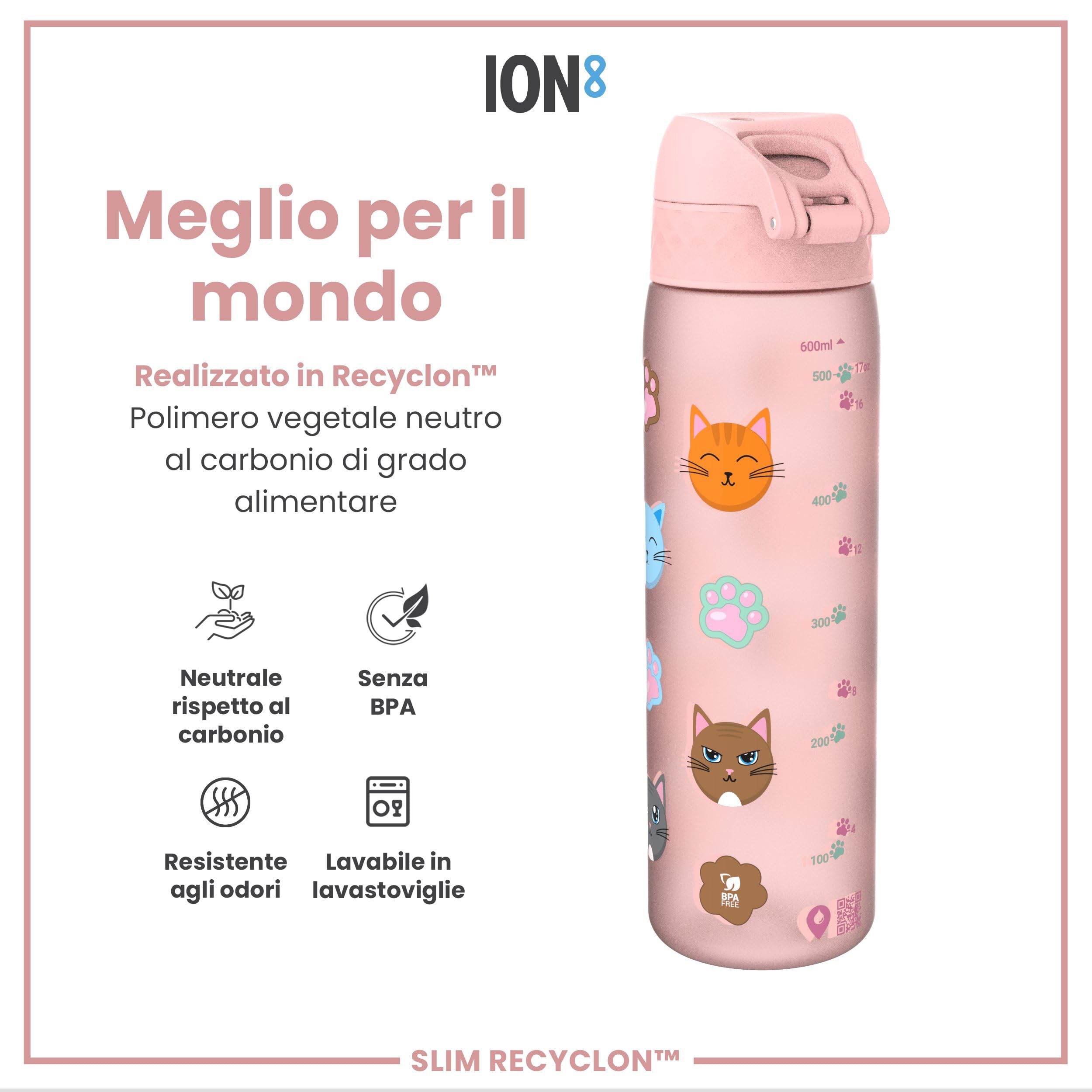 Borraccia ION8 500ml Antiperdita - Senza BPA, Lavabile In Lavastoviglie