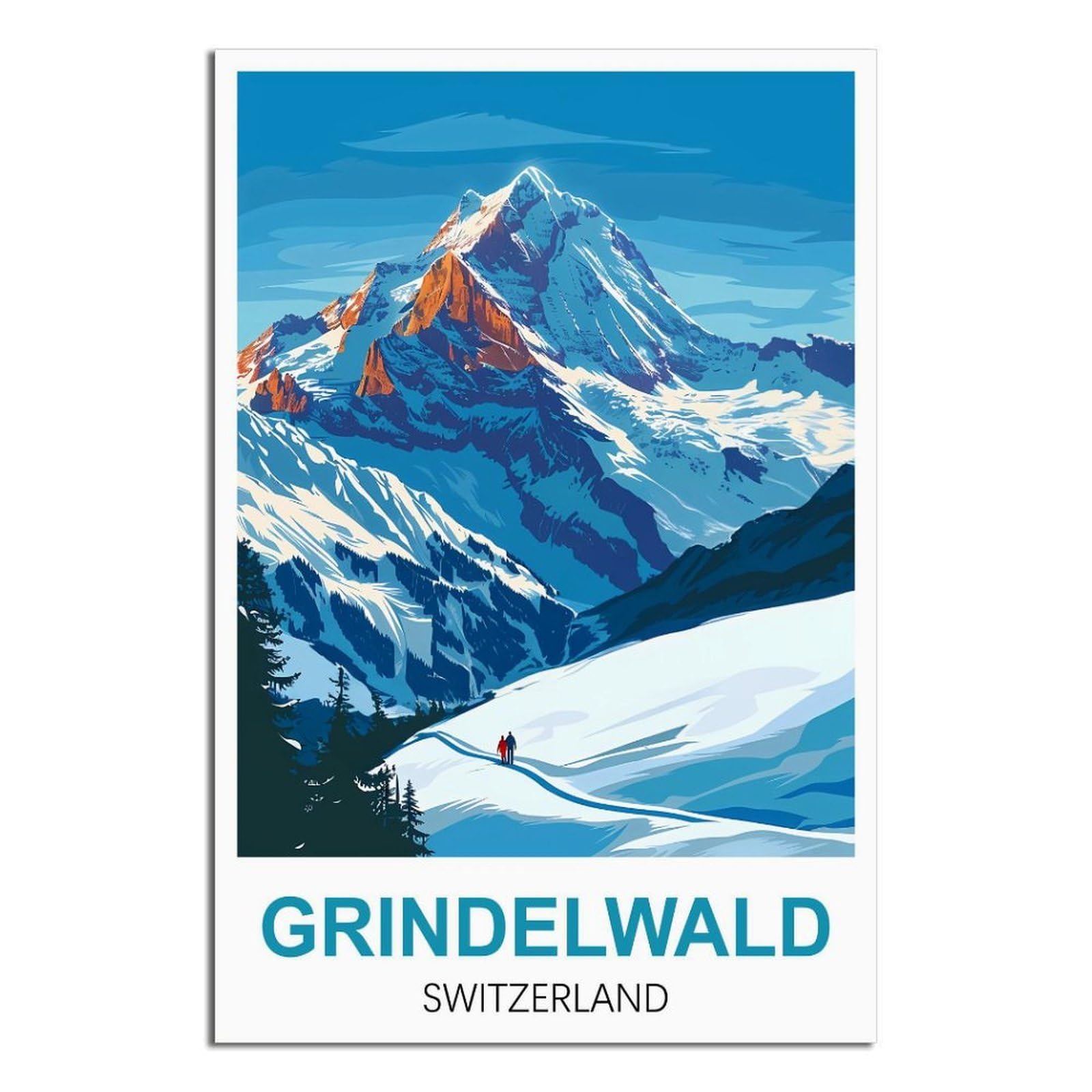 EZMLFA 5D Diamond Art Kits for Beginner,Grindelwald Switzerland Kits for Adults and Kids, Full Drill Round Rhinestone Paint with Diamonds,DIY 5D Diamond Art 30x40cm