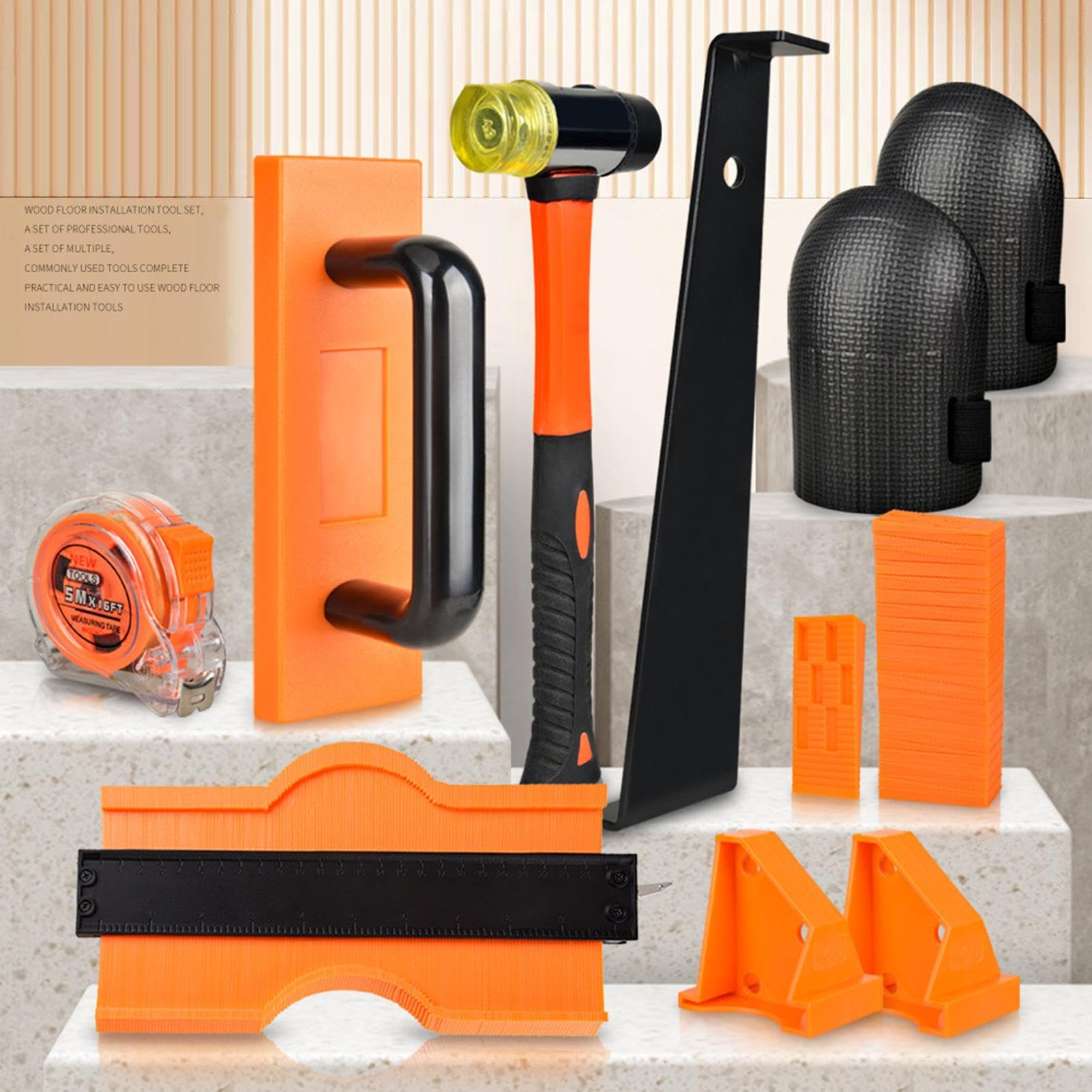 Kit Per La Del Pavimento Set Di Battitura E Mazza | Attrezzi Per Pavimenti Laminati Per Sottopavimento Parquet Casa Laboratorio Battiscopa Tavole Progetto Preparazione